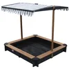 Image de Bac Ã Sable Enfant En Anthracite / Marron  Bac Ã Sable Pour Enfants En Bois Fsc Avec Couvercle / Toit Ouvrant Pivotant RÃ©glable En Hauteur  118 X 118 Cm - Axi Lily