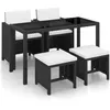 Image de vidaXL Ensemble à manger d'extérieur 5 pcs coussin Résine tressée Noir42521