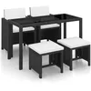 Image de vidaXL Salon De Jardin Encastrable 5pcs Et Coussin Résine Tressée Noir