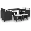Image de vidaXL Vidaxl Salon De Jardin Encastrable 9pcs Et Coussin Resine Tressee Noir