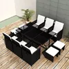 Image de vidaXL Vidaxl Salon De Jardin Encastrable 11pcs Et Coussin Rotin Naturel Noir