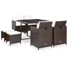 Image de vidaXL Vidaxl Salon De Jardin Encastrable Et Coussins 9 Pcs Rotin Marron