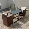 Image de vidaXL Ensemble de bistro 3 pcs et coussins résine tressée marron42540
