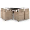 Image de vidaXL Vidaxl Salon De Jardin Avec Coussins 9 Pcs Résine Tressée Beige