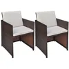 Image de vidaXL Chaises de jardin lot de 2 avec coussins Résine tressée Marron