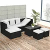Image de vidaXL Salon de jardin 4 pcs avec coussins Résine tressée Noir42586