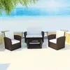 Image de Vidaxl Salon De Jardin 4 Pcs Avec Coussins RÃ©sine TressÃ©e Marron