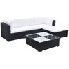 Image de vidaXL Salon de jardin 5 pcs avec coussins Résine tressée Noir