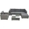 Image de vidaXL Salon de jardin avec coussins 6 pcs résine tressée gris