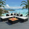 Image de vidaXL Salon de jardin 6 pcs avec coussins résine tressée noir42755