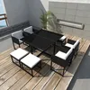 Image de Vidaxl Salon De Jardin 9 Pcs Avec Coussins RÃ©sine TressÃ©e Noir