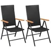 Image de vidaXL Chaises empilables de jardin lot de 2 Résine tressée Noir42798