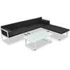 Image de Salon De Jardin 4 Pcs Et Coussins Aluminium Noir
