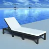 Image de vidaXL Chaise longue avec coussin Résine tressée Noir42846