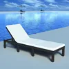Image de vidaXL Vidaxl Chaise Longue Avec Coussin Résine Tressée Noir