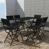 Image de Vidaxl Mobilier Ã DÃ®ner Pliable Jardin 7 Pcs Acier RÃ©sine TressÃ©e Noir