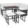 Image de vidaXL Mobilier à dîner d'extérieur 5 pcs Acier Résine tressée Marron