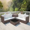Image de vidaXL Salon de jardin 4 pcs avec coussins Résine tressée Marron42892