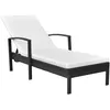 Image de vidaXL Chaise Longue Avec Coussin Résine Tressée Noir