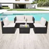 Image de vidaXL Salon de jardin 5 pcs avec coussins Résine tressée Noir