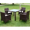 Image de Vidaxl Mobilier Ã DÃ®ner Jardin 5 Pcs Et Coussins RÃ©sine TressÃ©e Marron