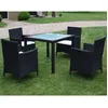 Image de Vidaxl Mobilier Ã DÃ®ner Jardin 5 Pcs Avec Coussins RÃ©sine TressÃ©e Noir