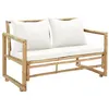 Image de vidaXL Canapé de jardin à 2 places avec coussins Bambou43157