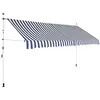 Image de vidaXL Auvent rétractable manuel 350 cm Rayures bleues et blanches43223