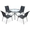 Image de vidaXL Mobilier de salle à manger d'extérieur 5 pcs Acier Noir