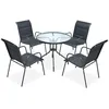 Image de vidaXL Vidaxl Mobilier De Salle À Manger D'extérieur 5 Pcs Acier Noir