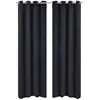 Image de vidaXL Rideau occultant 2 pcs avec oeillets métalliques 135x175 cm Noir