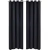 Image de vidaXL Vidaxl Rideau Occultant 2 Pcs Avec ÅIllets Mã©Talliques 135x175 Cm Noir