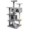 Image de vidaXL Arbre À Chat Et Griffoir Sisal 125 Cm Empreintes De Pattes Gris