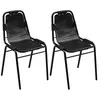 Image de vidaXL Chaises de salle à manger 2 pcs Noir Cuir véritable