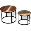 Image de Table Basse 2 Pcs Bois Récupéré Massif Rond 40 Cm / 50 Cm