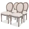 Image de vidaXL Chaises à manger lot de 4 crème tissu