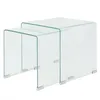 Image de Ensemble de 2 Tables Nesting en Verre TrempÃ© avec Bords BiseautÃ©s & Design Gain de Place