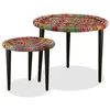 Image de vidaXL Table basse 2 pcs Détails tissés chindi Multicolore244213