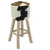 Image de vidaXL Tabouret de bar Cuir véritable et bois de teck solide244542