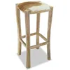 Image de vidaXL Vidaxl Tabouret De Bar Cuir Véritable Et Bois De Teck Solide
