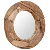 Image de vidaXL Miroir décoratif Teck 80 cm Rond