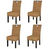 Image de vidaXL Chaises à manger lot de 4 rotin Kubu bois de manguier