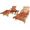 Image de vidaXL Vidaxl Chaises Longues Lot De 2 Avec Table Bois D'acacia Solide