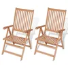 Image de Vidaxl Chaises Inclinables De Jardin Lot De 2 Bois De Teck Solide