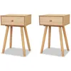 Image de vidaXL Tables De Chevet 2 Pièces En Pin Massif Marron 1 Tiroir