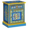 Image de vidaXL Table de chevet Bois de manguier Turquoise Peinture à la main