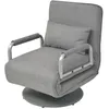 Image de vidaXL Fauteuil pivotant et canapé-lit Gris clair Tissu244666