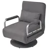 Image de Fauteuil pivotant et canapÃ©-lit Gris foncÃ© Tissu - VidaXL
