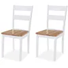 Image de vidaXL Chaises à manger lot de 2 blanc bois d'hévéa massif