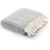 Image de vidaXL Vidaxl Couverture Coton Ã  Chevrons 220 X 250 Cm Gris